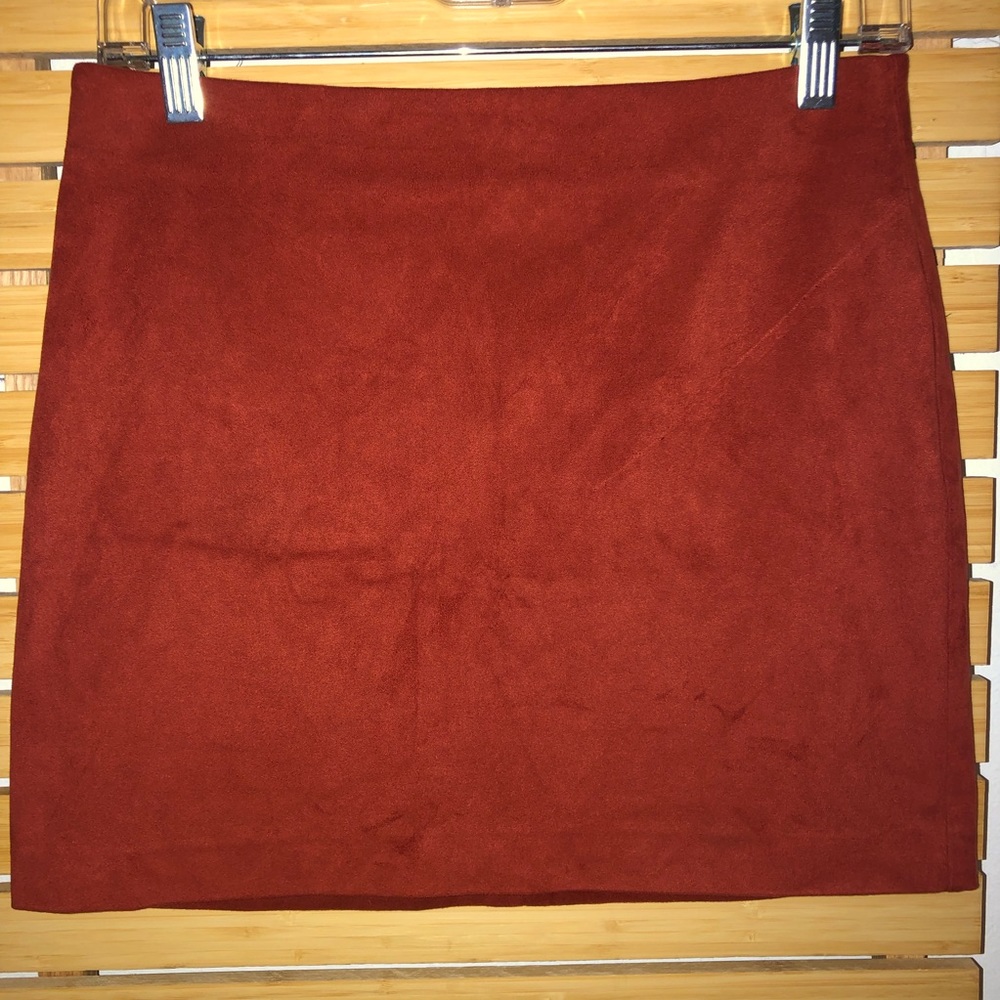 Faux suede mini skirt.